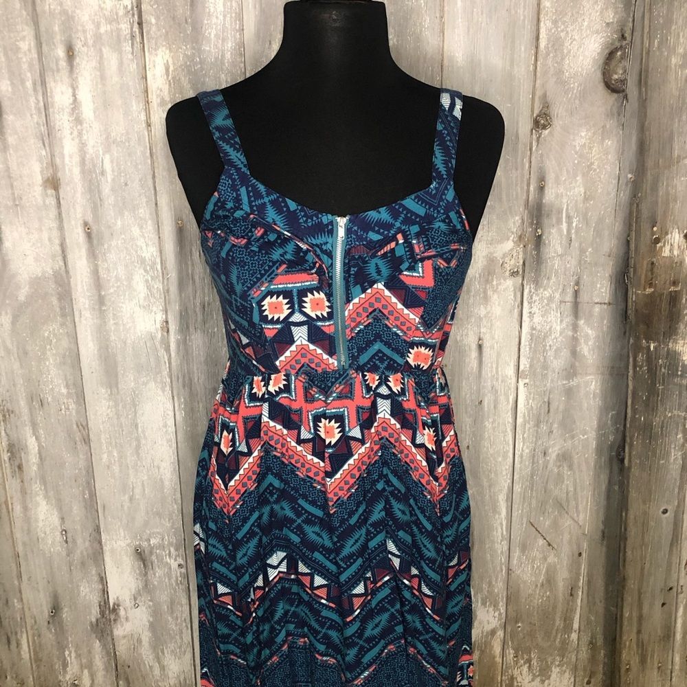 Zipper front tribal maxi